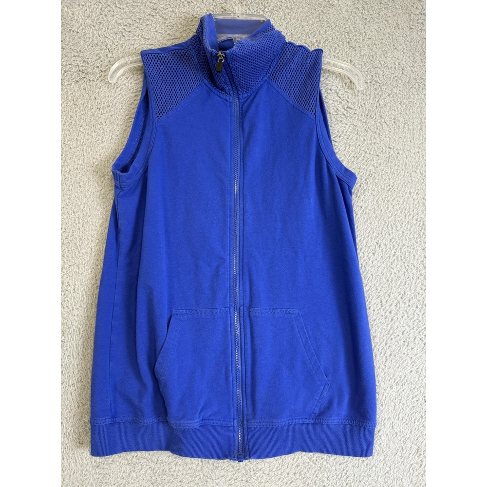 Fabletics Vest Womens Small Blue Zip Mesh Back‎ Sleeveless Athletic Pockets